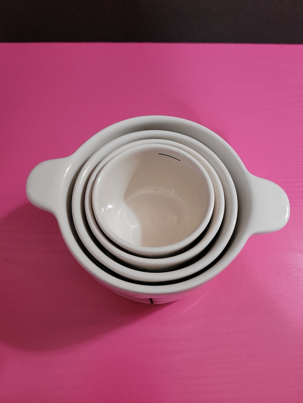 Rae Dunn Artisan Collection Nested Measuring Cup Set Ceramic (1561) - Picture 4 of 6